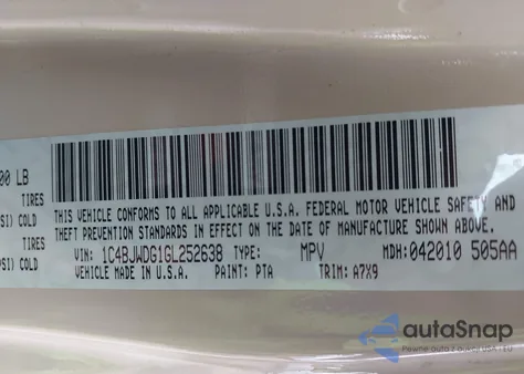 2016 Jeep Wrangler Unlimited Sport z USA, uszkodzony, nr VIN 1C4BJWDG1GL252638